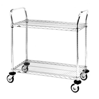 Chariot utilitaire &agrave; usage standard avec tablettes en treillis m&eacute;tallique, Chrom&eacute;, 24" x 39" x 36", Capacit&eacute; 375 lb Distribution Jean Lapalme
