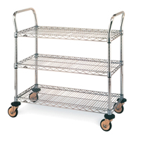 Chariot utilitaire &agrave; usage standard avec tablettes en treillis m&eacute;tallique, Chrom&eacute;, 24" x 39" x 36", Capacit&eacute; 375 lb Distribution Jean Lapalme