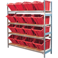 Wide Span Shelving with Jumbo Plastic Bins, Steel, Boltless, Starter, 66" W x 72" H x 18" D Distribution Jean Lapalme