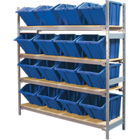 Wide Span Shelving with Jumbo Plastic Bins, Steel, Boltless, Starter, 66" W x 72" H x 18" D Distribution Jean Lapalme