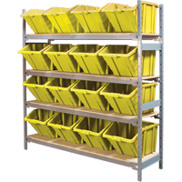 Wide Span Shelving with Jumbo Plastic Bins, Steel, Boltless, Starter, 66" W x 72" H x 18" D Distribution Jean Lapalme