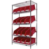 &eacute;tag&egrave;re en treillis m&eacute;tallique &agrave; tablettes inclin&eacute;es avec bacs, Tiers 5, 36" la x 63" h x 18" p Distribution Jean Lapalme
