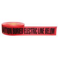 Ruban d'avertissement de danger souterrain Buried Electric Line Identoline, 3" la x 1000' lo, Noir/rouge Distribution Jean Lapalme