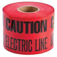 Ruban d'avertissement de danger souterrain Buried Electric Line Identoline, 6" la x 1000' lo, Noir/rouge Distribution Jean Lapalme