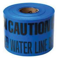 Ruban d'avertissement de danger souterrain Buried Water Line Identoline, 6" la x 1000' lo, Noir sur bleu Distribution Jean Lapalme