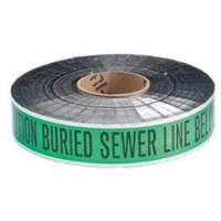 Ruban d'avertissement de danger souterrain Sewer Line Identoline, 2" la x 1000' lo, Noir sur vert Distribution Jean Lapalme