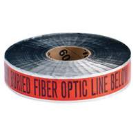 Ruban d'avertissement de danger souterrain Fiber Optic Line Identoline, 2" la x 1000' lo, Noir/orange Distribution Jean Lapalme
