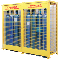 Gas Cylinder Cabinets, 20 Cylinder Capacity, 88" W x 30" D x 74" H, Yellow Distribution Jean Lapalme