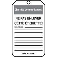 Lockout Tags, Cardstock, 3-1/8" W x 5-7/8" H, French Distribution Jean Lapalme