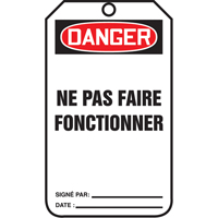 Lockout Tags, Cardstock, 3-1/8" W x 5-7/8" H, French Distribution Jean Lapalme