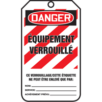 &eacute;tiquettes de s&eacute;curit&eacute; - Verrouillage, Papier cartonn&eacute;, 3-1/8" la x 5-7/8" h, Français Distribution Jean Lapalme