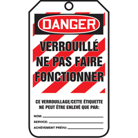&eacute;tiquettes de verrouillage, Papier cartonn&eacute;, 3-1/8" la x 5-7/8" h, Français Distribution Jean Lapalme