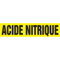 Marqueur de tuyau "Acid Nitrique", Autocollant, 4" h x 24" la, Noir sur jaune Distribution Jean Lapalme