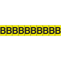 Rep&egrave;res adh&eacute;sifs &agrave; lettres individuelles, B, 1" h, Noir sur jaune Distribution Jean Lapalme