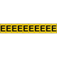 Rep&egrave;res adh&eacute;sifs &agrave; lettres individuelles, E, 1" h, Noir sur jaune Distribution Jean Lapalme