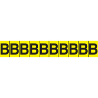 Rep&egrave;res adh&eacute;sifs &agrave; lettres individuelles, E, 1" h, Noir sur jaune Distribution Jean Lapalme