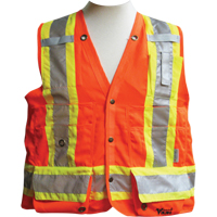 Vestes de s&eacute;curit&eacute; pour arpenteur, Orange haute visibilit&eacute;, Moyen, Polyester Distribution Jean Lapalme