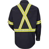 Chemise de travail avec bordure r&eacute;fl&eacute;chissante, Coton/nylon, Moyen, Orange haute visibilit&eacute; Distribution Jean Lapalme