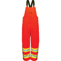 Pantalons &agrave; bavette de s&eacute;curit&eacute; imperm&eacute;ables ignifuges haute visibilit&eacute; en polyur&eacute;thane, 4T-Grand, Orange Distribution Jean Lapalme