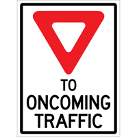 Enseigne enroulable de circulation  Yield to Oncoming Traffic , 36" x 48", Vinyle, Anglais avec pictogramme Distribution Jean Lapalme