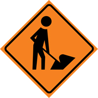 Men at Work Roll-Up Traffic Sign, 36" x 36", Vinyl, Pictogram Distribution Jean Lapalme