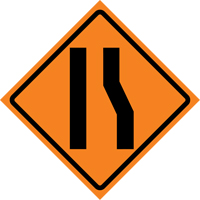 Merge Left Roll-Up Traffic Sign, 36" x 36", Vinyl, Pictogram Distribution Jean Lapalme
