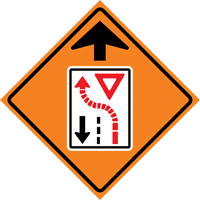 Yield Ahead Roll-Up Traffic Sign, 29-1/2" x 29-1/2", Vinyl, Pictogram Distribution Jean Lapalme