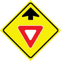 "Yield Ahead" Roll-Up Traffic Sign, 36" x 36", Vinyl, Pictogram Distribution Jean Lapalme