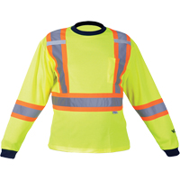 Chemise de s&eacute;curit&eacute; &agrave; manches longues, Polyester, Moyen, Jaune lime haute visibilit&eacute; Distribution Jean Lapalme