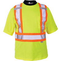 Safety T-Shirt, Polyester, Medium, High Visibility Lime-Yellow Distribution Jean Lapalme