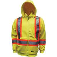 Chandail &agrave; capuchon de s&eacute;curit&eacute; en molleton, Polyester, Petit, Jaune lime haute visibilit&eacute; Distribution Jean Lapalme
