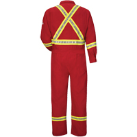 Flame-Resistant Deluxe Coveralls with Reflective Trim, Size 38, Red, 5.6 cal/cm² Distribution Jean Lapalme