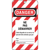 &eacute;tiquettes de verrouillage, Plastique, 3" la x 5-3/4" h, Français Distribution Jean Lapalme