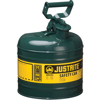Safety Cans, Type I, Steel, 2 US gal., Green, FM Approved/UL/ULC Listed Distribution Jean Lapalme