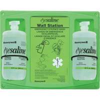 Support mural pour solution saline de douche oculaire, Double Distribution Jean Lapalme