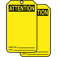 Safety Tags, Cardstock, 3-1/8" W x 5-7/8" H, French Distribution Jean Lapalme
