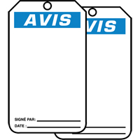 Safety Tags, Cardstock, 3-1/8" W x 5-7/8" H, French Distribution Jean Lapalme