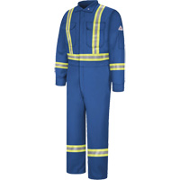 Combinaisons de qualit&eacute; sup&eacute;rieure r&eacute;sistantes aux flammes avec bandes r&eacute;fl&eacute;chissantes, Taille 38, Bleu royal, 12,2 cal/cm² Distribution Jean Lapalme