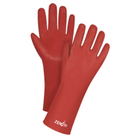 Red Smooth-Finish Chemical-Resistant Gloves, Size 9, 14" L, PVC, Interlock Inner Lining, 47-mil Distribution Jean Lapalme