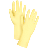 Premium Canary Yellow Chemical-Resistant Gloves, Size Small/7, 12" L, Rubber Latex, Flock-Lined Inner Lining, 18-mil Distribution Jean Lapalme