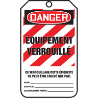 Lockout Tags, Cardstock, 3-3/8" W x 5-7/8" H, French Distribution Jean Lapalme