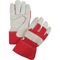 Gants d'ajusteur rouge & blanc doubl&eacute;s pour l'hiver, Grand, Paume en Cuir fleur de vache, Doublure en Boa Distribution Jean Lapalme