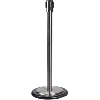 Free-Standing Crowd Control Barrier Receiver Post With Wheels, 35" High, Stainless Distribution Jean Lapalme