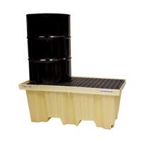 Palettes Poly-Spillpallet emboîtables sans drain pour 2 barils, Capacit&eacute; de d&eacute;versement 66 gal. US, 51" x 26" x 21" Distribution Jean Lapalme