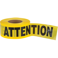 "Attention" Barricade Tape, Bilingual, 3" W x 1000' L, 2 mils, Black on Yellow Distribution Jean Lapalme