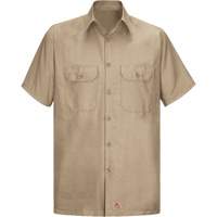 Chemise &agrave; manches courtes en tissu ind&eacute;chirable, Hommes, Grand (grande taille), Khaki Distribution Jean Lapalme