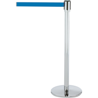 Slimline TensaBarrier&reg; Barrier Post, Steel, 38" H, Blue Tape, 7.5' Tape Length Distribution Jean Lapalme