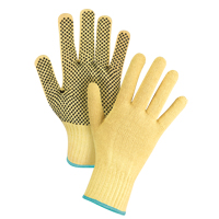 Gants tricot&eacute;s sans couture &agrave; pois, Taille T-Grand/10, Calibre 7, Rev&ecirc;tement PVC, Enveloppe en Kevlar, ASTM ANSI niveau A2/EN 388 niveau 3 Distribution Jean Lapalme