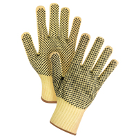 Gants tricot&eacute;s deux c&ocirc;t&eacute;s, sans couture, &agrave; pois, Taille Grand/9, Calibre 7, Rev&ecirc;tement PVC, Enveloppe en Kevlar, ASTM ANSI niveau A2/EN 388 niveau 3 Distribution Jean Lapalme