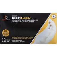 Gants jetables de calibre examen m&eacute;dical KeepKleen, Grand, Latex, 5 mils, Sans poudre, Blanc, Classe 2 Distribution Jean Lapalme